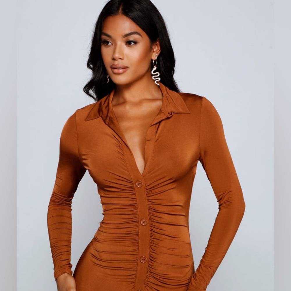 NEW Classically Chic Button Up Mini Dress‼️🔥‼️ - Picture 4 of 5